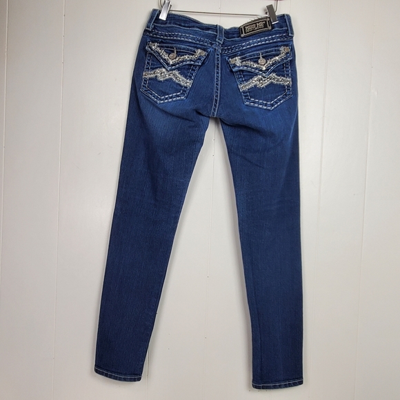 Miss Me JE107252R rhinestone embroidered skinny jeans size 28 - Picture 8 of 14